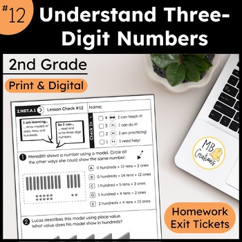 Preview of Three-Digit Numbers and Place Value Worksheets - iReady Math 2nd Grade Lesson 12