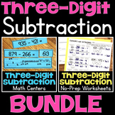 Three-Digit Subtraction Worksheets & Math Centers Strategi