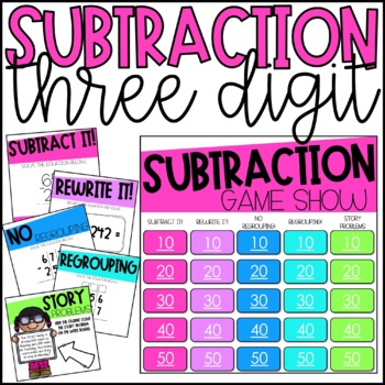 Preview of Three Digit Subtraction Review Game | Three Digit Subtraction Math Game