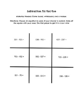 Tic Tac Toe 3 digit addition with regrouping Set 3 by Ann Fausnight