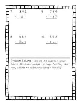 Three Digit Subtraction BUNDLE by The Cutesy Class | TPT