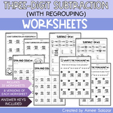 Three-Digit Subtraction with Regrouping Worksheets