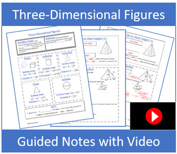 Preview of Three Dimensional Figures Guided Notes with Video