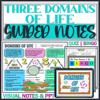 Preview of Three Domains of Life Guided Notes Graphic Organizer | PowerPoint | Quiz | Bingo