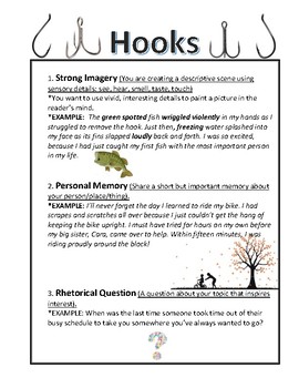 examples of hooks for essays middle school