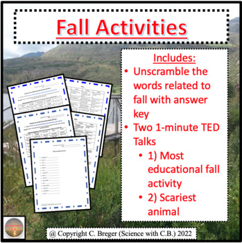 Preview of Three Fall Activities - Two Talks and One Unscramble the Words