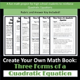 Three Forms of a Quadratic Equation Project Booklet