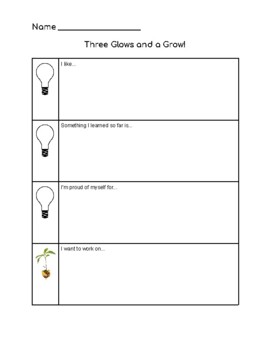 Preview of Three Glows and a Grow Student-Led Conference Form FREEBIE