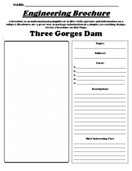 Preview of Three Gorges Dam "Informational Brochure" WebQuest & Worksheet