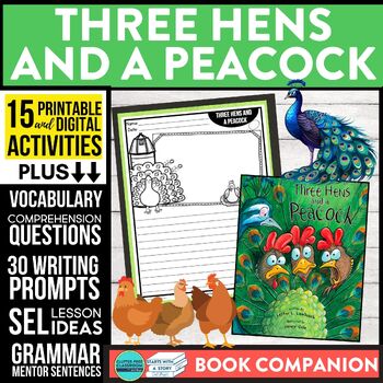 Preview of THREE HENS AND A PEACOCK activities READING COMPREHENSION - Book Companion