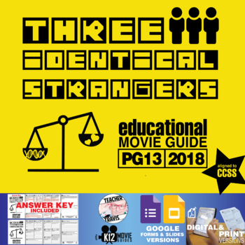 Preview of Three Identical Strangers Documentary Movie Guide | Worksheet (PG13 - 2018)