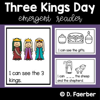 Preview of Three Kings Day Emergent Reader with Differentiated Word Work - Epiphany Book