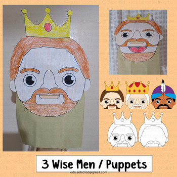 Three Kings Day Craft Puppet Paper Bag Template Epiphany Activities 3 ...