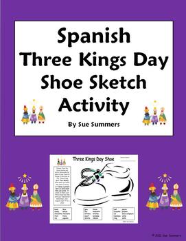 Preview of Three Kings Day Holiday Shoe Sketch 4 Versions - Día de los Tres Reyes