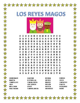 Preview of Three Kings Day- Word Search -Los Reyes Magos- Jan 6th-Distance Learning 