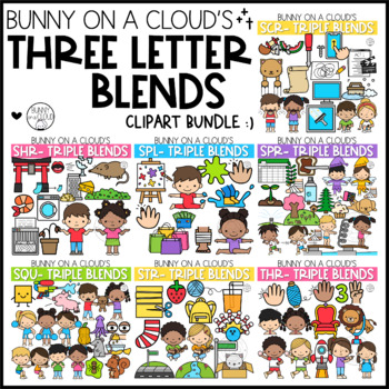 Preview of Three Letter Blends Clipart Bundle by Bunny On A Cloud