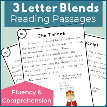 Preview of Three Letter Blends Reading Passages for Fluency with Comprehension Questions