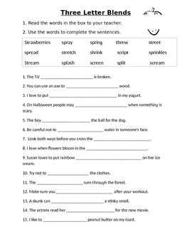 Preview of Three Letter Blends Sheet 1