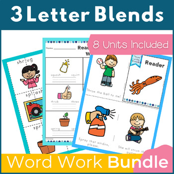 Preview of Three Letter Blends Word Family Word Work and Activities Bundle