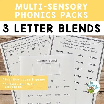 Three Letter Consonant Blends Orton Gillingham Multisensory Activities