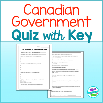 Preview of Three Levels of Canadian Government Quiz Distance Learning