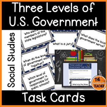 Preview of Three Levels of Government Task Cards Print and Digital with Google Forms
