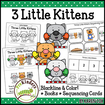 Preview of Three Little Kittens Nursery Rhyme: Books & Sequencing Cards