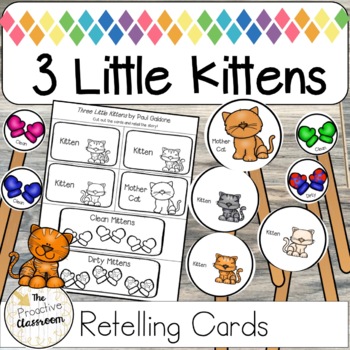 Preview of Three Little Kittens Retelling Cards| Preschool | Kindergarten | Reading Center