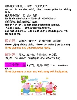 Three Little Pigs Chinese Drama Play Script 三只小猪 by Mandarin For Me