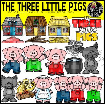 Preview of Three Little Pigs Clip Art Bundle {Educlips Clipart}