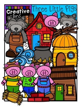 Preview of Three Little Pigs Story Clipart {Fairytale Clipart}