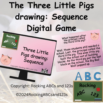 Preview of Three Little Pigs Drawing: Sequencing Reading Comprehension Digital Game