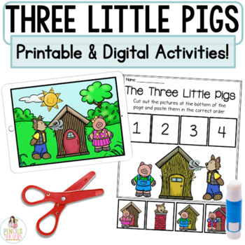 Preview of Three Little Pigs Google™ Slides | Digital & Printable Retell Activities