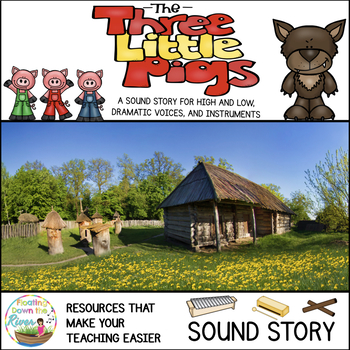 Preview of Three Little Pigs No Prep Sound Story & Drama Masks & Script