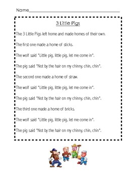 Preview of Three Little Pigs - Passage