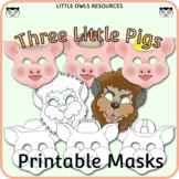 Three Little Pigs Printable Masks - Full-Color and Colorin