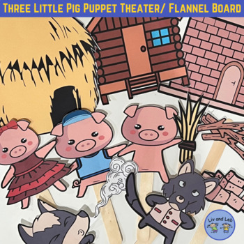Preview of Three Little Pigs Puppets- Flannel Board Story