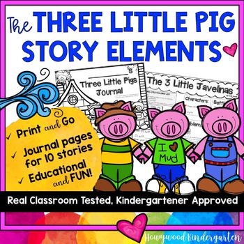 Preview of Three Little Pigs Story Element Journals .. Character , Setting , Problem , etc