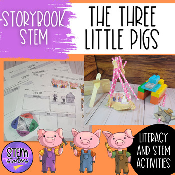 Preview of Three Little Pigs Storybook STEM | Literacy and STEM fairytale activities