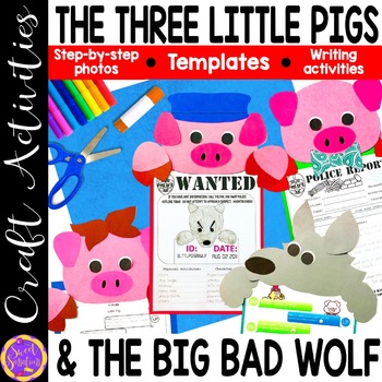 Preview of True Story of the Three Little Pigs Sequencing Fractured Fairytales Unit Craft