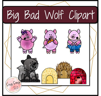 big bad wolf three little pigs clip art