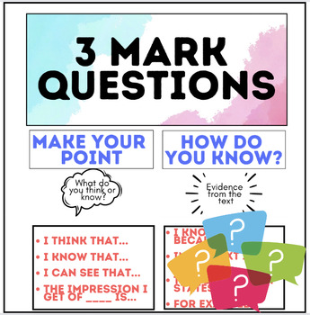 Preview of Three Mark Questions Posters | Evidence From Text | Making Your Point Strategies