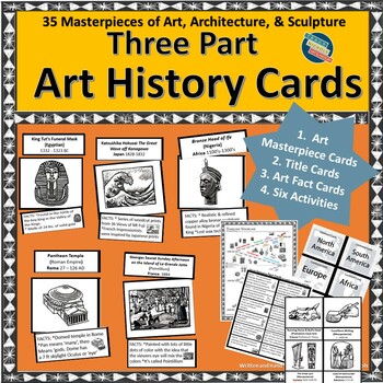 Preview of Three-Part-Cards Fun Facts/Artist & Title/Artwork w/ 35 Masterpieces