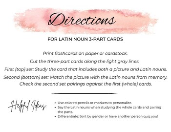 Preview of Three Part Cards: Latin Nouns