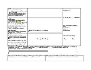 Preview of Three-Part Lesson Plan Template