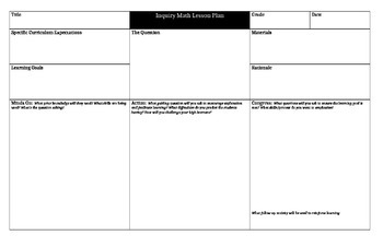 Preview of Three Part Math Lesson Plan Template