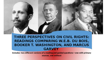 Preview of Booker T. Washington, W.E.B DuBois, Marcus Garvey--Bios, Documents, & Questions