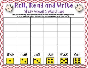 Three Phonics Short Vowel ŭ Dice Game by The Teaching Scene by Maureen