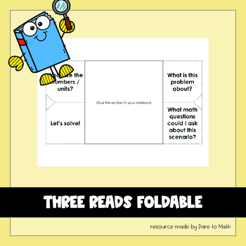 Preview of Three Reads Foldable + Graphic Organizer