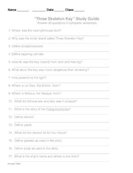 Preview of Three Skeleton Key Editable Study Guide Questions